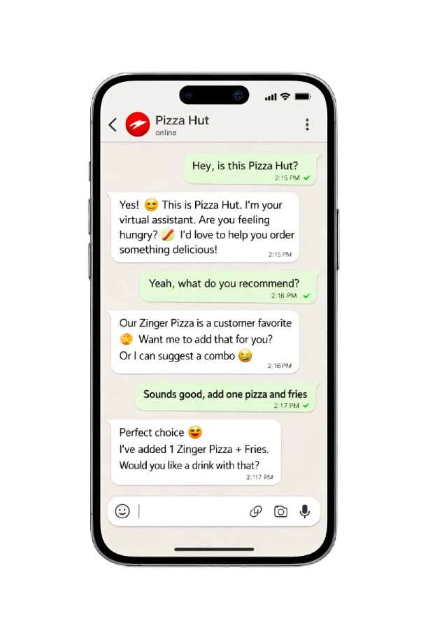 WhatsApp AI Agent mobile preview — MetaLLM AI chatbot for WhatsApp business automation, sales, and customer support